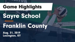 Sayre School vs Franklin County  Game Highlights - Aug. 31, 2019