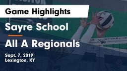 Sayre School vs All A Regionals Game Highlights - Sept. 7, 2019