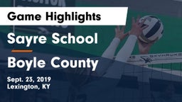 Sayre School vs Boyle County  Game Highlights - Sept. 23, 2019