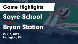 Sayre School vs Bryan Station  Game Highlights - Oct. 7, 2019