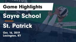Sayre School vs St. Patrick Game Highlights - Oct. 16, 2019