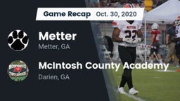 Recap: Metter  vs. McIntosh County Academy  2020