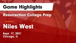 Resurrection College Prep  vs Niles West  Game Highlights - Sept. 17, 2021
