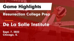 Resurrection College Prep  vs De La Salle Institute Game Highlights - Sept. 7, 2022