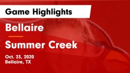 Bellaire  vs Summer Creek  Game Highlights - Oct. 23, 2020