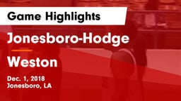 Jonesboro-Hodge  vs Weston Game Highlights - Dec. 1, 2018