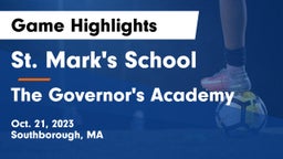 St. Mark's School vs The Governor's Academy Game Highlights - Oct. 21, 2023