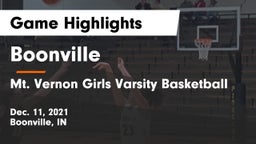 Boonville  vs Mt. Vernon Girls Varsity Basketball Game Highlights - Dec. 11, 2021