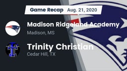 Recap: Madison Ridgeland Academy vs. Trinity Christian  2020