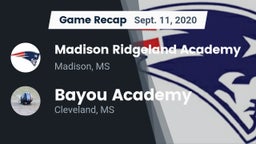 Recap: Madison Ridgeland Academy vs. Bayou Academy  2020
