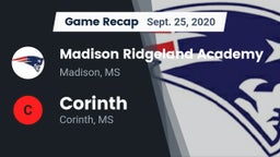 Recap: Madison Ridgeland Academy vs. Corinth  2020