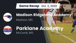 Recap: Madison Ridgeland Academy vs. Parklane Academy  2020