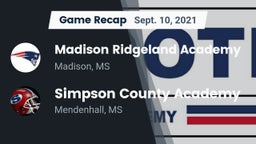 Recap: Madison Ridgeland Academy vs. Simpson County Academy 2021