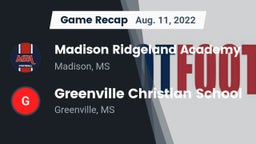 Recap: Madison Ridgeland Academy vs. Greenville Christian School 2022
