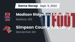 Recap: Madison Ridgeland Academy vs. Simpson County Academy 2022