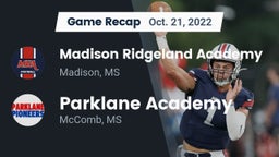 Recap: Madison Ridgeland Academy vs. Parklane Academy  2022