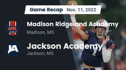 Recap: Madison Ridgeland Academy vs. Jackson Academy  2022