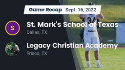 Recap: St. Mark's School of Texas vs. Legacy Christian Academy  2022