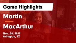 Martin  vs MacArthur  Game Highlights - Nov. 26, 2019