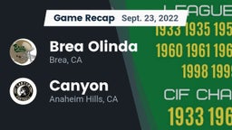 Recap: Brea Olinda  vs. Canyon  2022