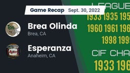 Recap: Brea Olinda  vs. Esperanza  2022