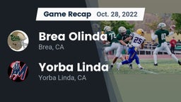 Recap: Brea Olinda  vs. Yorba Linda  2022