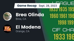 Recap: Brea Olinda  vs. El Modena  2023