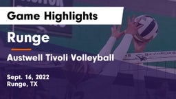 Runge  vs Austwell Tivoli Volleyball Game Highlights - Sept. 16, 2022
