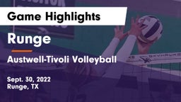 Runge  vs Austwell-Tivoli Volleyball Game Highlights - Sept. 30, 2022