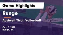 Runge  vs Austwell Tivoli Volleyball Game Highlights - Oct. 7, 2022