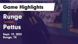 Runge  vs Pettus  Game Highlights - Sept. 19, 2023