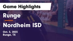 Runge  vs Nordheim ISD Game Highlights - Oct. 3, 2023