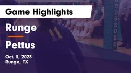 Runge  vs Pettus  Game Highlights - Oct. 3, 2023