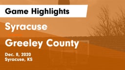 Syracuse  vs Greeley County  Game Highlights - Dec. 8, 2020