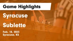 Syracuse  vs Sublette  Game Highlights - Feb. 18, 2023