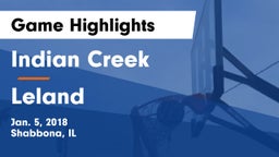 Indian Creek  vs Leland Game Highlights - Jan. 5, 2018