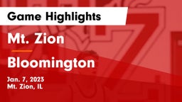 Mt. Zion  vs Bloomington  Game Highlights - Jan. 7, 2023