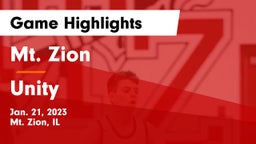 Mt. Zion  vs Unity  Game Highlights - Jan. 21, 2023