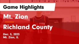 Mt. Zion  vs Richland County  Game Highlights - Dec. 5, 2023