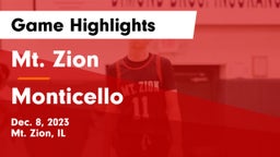 Mt. Zion  vs Monticello  Game Highlights - Dec. 8, 2023