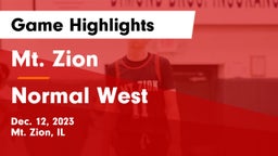 Mt. Zion  vs Normal West  Game Highlights - Dec. 12, 2023