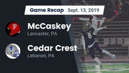Recap: McCaskey  vs. Cedar Crest  2019