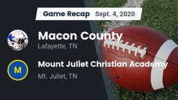Recap: Macon County  vs. Mount Juliet Christian Academy  2020