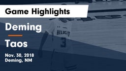 Deming  vs Taos  Game Highlights - Nov. 30, 2018