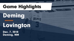 Deming  vs Lovington  Game Highlights - Dec. 7, 2018