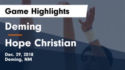 Deming  vs Hope Christian Game Highlights - Dec. 29, 2018