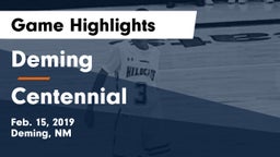 Deming  vs Centennial  Game Highlights - Feb. 15, 2019