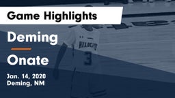 Deming  vs Onate  Game Highlights - Jan. 14, 2020