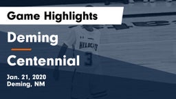 Deming  vs Centennial  Game Highlights - Jan. 21, 2020