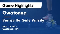 Owatonna  vs Burnsville Girls Varsity Game Highlights - Sept. 18, 2021